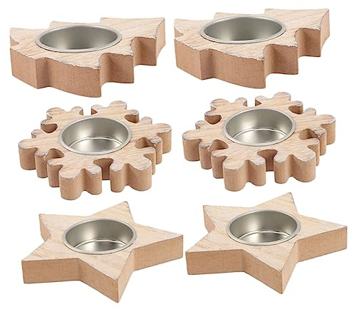 MUSISALY 6-teilige Holz Teelichthalter Weihnachtskerzenhalter Dekoration Für Hausparty