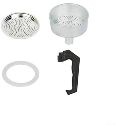 HomeVortex Ensemble d'accessoires pour cafetière à moka, pièces de rechange avec poignée, joint d'étanchéité, entonnoir, filtre, conçu spécialement pour les cafetières expresso (9 tasses)