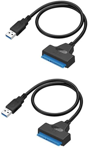 Kznifmk 2X Cable USB Adaptador 3 una USB 3.0 Cable Adaptador USB Soporte de Disco Duro Ssd HDD de 2,5 Pulgadas