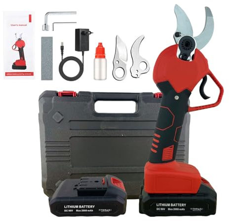 K2 STORE - Forbice da Potatura a Batteria 96V con 2 Batterie 2000mah e Valigetta Cesoia Elettrica Professionale, Autonomia 6-7 Ore, con Accessori e Lame di Ricambio