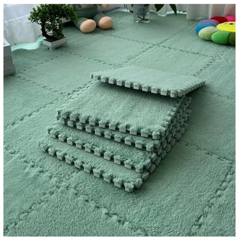 LaiYN 10 Stücke 30 * 30cm Wohnzimmer Hause Schaum Plüsch Patchwork Boden Matte Übung Kinder(Mint Green)