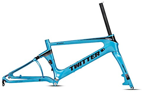 HSIRYAOHD 22er Faltradrahmen Kohlefaser BMX Rahmen für 451 Räder, 100/135 mm QR Scheibenbremse, faltbarer Rahmen mit Gabel (blau)
