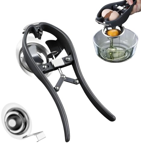 ORAGKE Abridor de Huevos y Separador de Yema, Acero Inoxidable, Abrehuevos para Huevo Crudos, Herramienta de Galletas de Huevo, Separador de Huevo, Operación con Una Mano, Gadgets Cocina