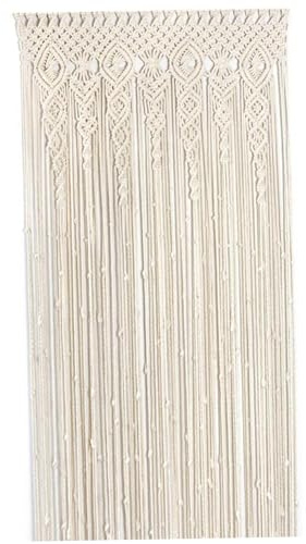 Hintyne Makramee-Vorhänge Boho-Vorhänge gewebte Makramee- aus Baumwolle 94 x 200 cm beige zum Aufhängen dekorativer Boho-Raumteiler -Panel ohne Stange