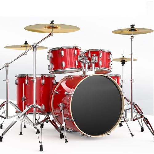 Full Size Adult Drum Set 22 Inch Adult Drum Set 5 Drums 4 Cymbals Complete Professional Percussion Kit for Beginners Professional Performance(E)