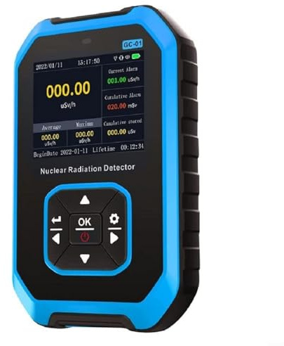 Besshepplo Rilevatore di Radiazioni nucleari Contatore Geiger 1100 mAh per Particelle Y, Beta e X per Piastrelle di Marmo a Raggi Radiazioni industriali 120 x 78 x 27 mm (Blu)