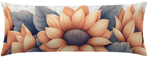 Colore Arancione Cuscino per Dormire Laterale 40x120 Cuscino Lungo per Dormire Lateralmente per Gravidanza e Sostenere la Maternità, Migliorare La Qualità Del Sonno, Federe Cuscini Letto Fiori Q-695