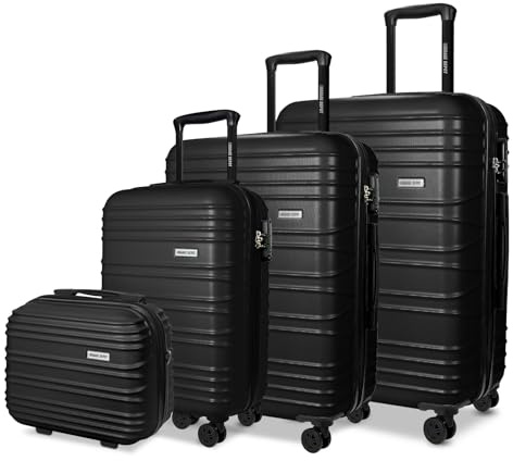 Luggage Depot 4 Piece Suitcase Set with TSA Lock, ABS Hardshell, Black