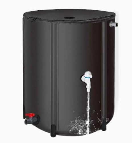 Collapsible Rain Barrel, 200L Rain Water Collection Barrel with Dual Spigots Integrated One-Piece Water Butt with Leak-proof Design for Garden Irrigation Car Washing 60 * 70CM