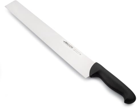 Arcos Edelstahlmesser NITRUM für Salami und Käse - 360 mm Klinge, Schwarzer Polypropylen-Griff, Serie 2900, Präziser und Langlebiger Schnitt | Spritzgegossener Polypropylen-Griff. Serie 2900. Schwarz.