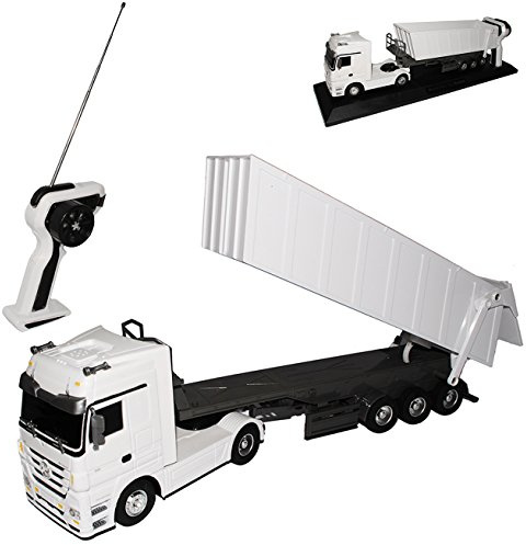alles-meine.de GmbH Mercedes-B Actros Kipper Weiss 27 MHz - RC Funkauto - mit Beleuchtung - viele Funktionen 1/32 Modellcarsonline Modell Auto