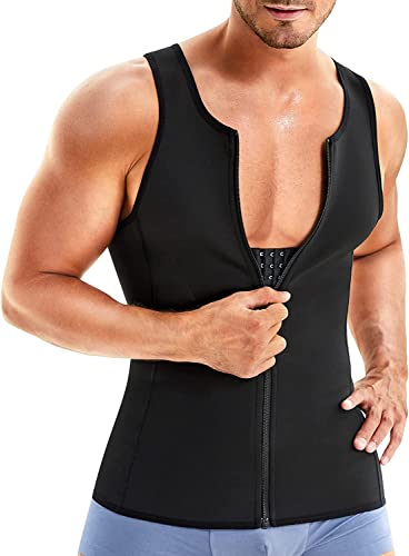 Gotoly Unterhemden Herren Shapewear Sport Workout Tank Tops Bauchweg Shirt Kompressionsshirt Abnehmen Body Shaper Kompressionsshirt Unterhemd Weste (L, Schwarz)