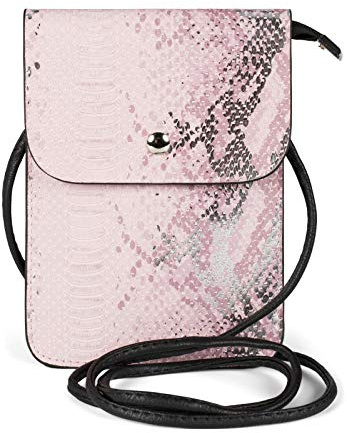 styleBREAKER Damen Mini Umhängetasche Schlangen PU | 13,5x1x19,5 cm Crossbody-Bag, Magnet-Druckknopf am Umschlag, Reißverschluss, 2-geteiltes Hauptfach, 1 Steckfach vorn.