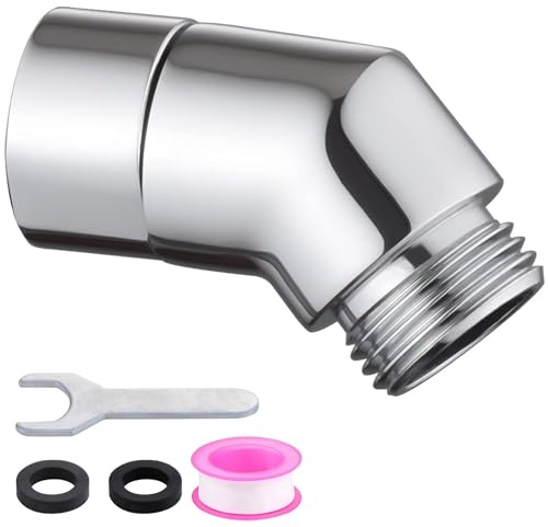 Duschkopf-Ellenbogen-Adapter, Duscharm-Ellenbogen-Adapter für Handbrause und Wandbrause, 135 Grad, Chrom