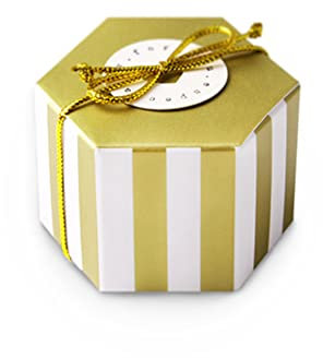 Duories 50 Stuck klein Süßigkeiten Geschenk Schachtel,Mini Sechseck Geschenkbox mit Goldenem Streifen,Geschenk-Karton Pralinen Geschenk-Verpackung für Hochzeit, Party, Weihnachten ， Geburtstag
