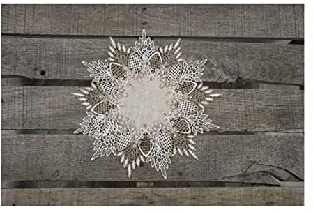 LINENS ART AND THINGS Lace Doily Neutral Earth Tones Table Topper Placemat Beige Brown (11 inch Round)