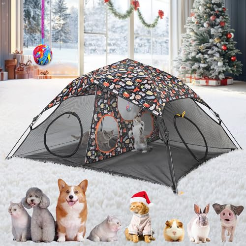 ITENT Outdoor-Katzenspielzelt für Indoor-Katzen (X-Großes tragbares Katzenhaus, Outdoor-Katzengehege für Katzen, einfach mit Katzentunnel, Katzenwürfel zu verbinden (zum Patent angemeldet)