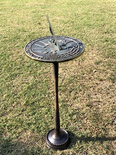 REDSKY TRADER Garten-Sonnenuhr-Ständer, rund, für drinnen und draußen, für jede Größe 20,3 cm oder 25,4 cm (Design 1)