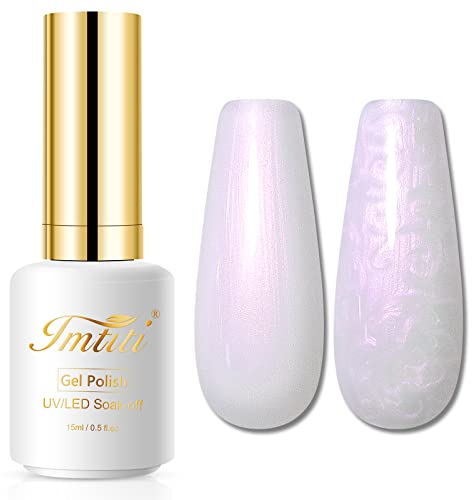 Imtiti Perlen Gel-Nagellack,15 ML milchig weißer Glitzer-Zeichnungsgel-Lack mit Muschel schimmernd Meerjungfrauen-Nagel-Gel-Lack zum Aushärten UV LED, Soak Off Gel-Nagellack für Heim DIY Nail Art
