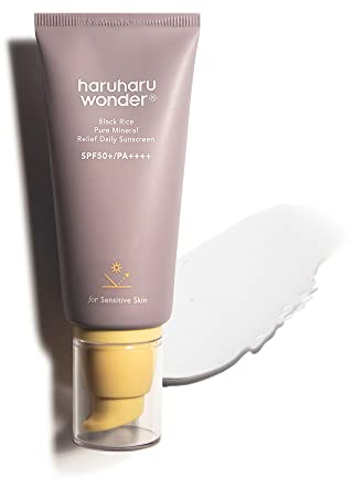 haruharu wonder Black Rice Pure Mineral Relief Daily Sunscreen, SPF50+/PA++++, Broad Spectrum UVA/UVB, Hyaluronic Acid, Niacinamide, Daily Sunscreen, Korean Skincare, Vegan, 50ml