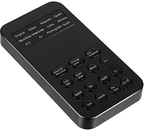 Vaguelly Kleiner Soundkarte Tragbarer Stimmverzerrer mit 8 Soundeffekten Abs Material Plug and Play für Live Übertragung und Karaoke Kompatibel