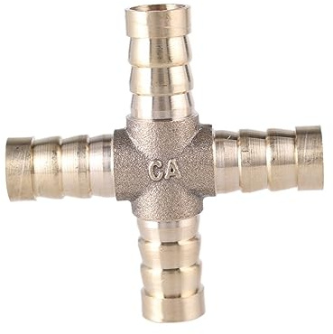 Accesorio de tubería de latón 3 4 vías T Y codo recto manguera 6 8 10 12 14 16 19 mm acoplador de junta de conector de púas de cobre (color: 4 vías, tamaño: púas de 8 mm)