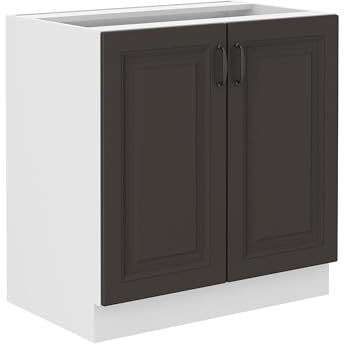 Kuechen-preisbombe Unterschrank 80 cm Stilo Grau + Weiss Küchenzeile Küchenblock Küche Einbauküche