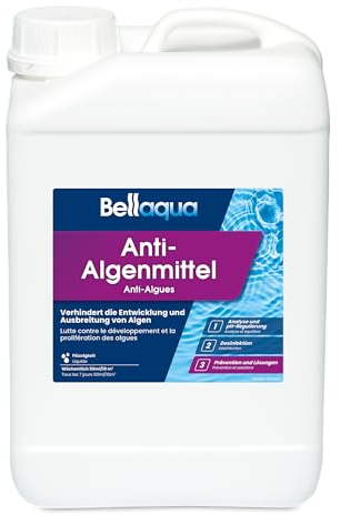 Bellaqua Anti-Algenmittel 3 L - Algizid flüssig, verhindert Algen im Pool - schaumfrei, geeignet für Gegenstromanlagen - Poolchemie, Wasserpflege, Wasserreinigung