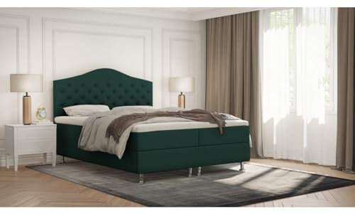 Verona Idee Boxspringbett Mars Kontinental 6 Größen Inkl. Lattenrost XXL Bettkasten 140cm x 200cm Grun Bonell Matraze und Toper 4cm