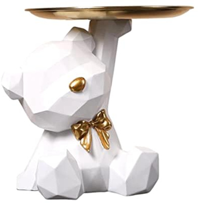 Bandeja de almacenamiento, estatua, soporte para llaves, figura, bandeja para joyas, pendientes, pintalabios, estatuas de oso con cuenco, esculturas, llave D