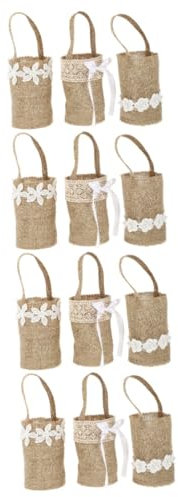 Alipis 12 Stk Sackleinen selber machen leinenbeutel kreativset hochzeitdeko geschenketüten rustikal Blumenmädchen Aufbewahrungskorb Handkorb Kleine Tasche Requisiten Lieferungen Leinen-