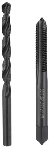 QUARKZMAN Set Punte e Maschi per Filettatura, 1pz 1/4-28 UNF Maschio Filettatura Flauto Dritto Ossido Nero e 1pz 5,5mm Punte Trapano Spirale Rivestite Titanio, Strumenti HSS6542
