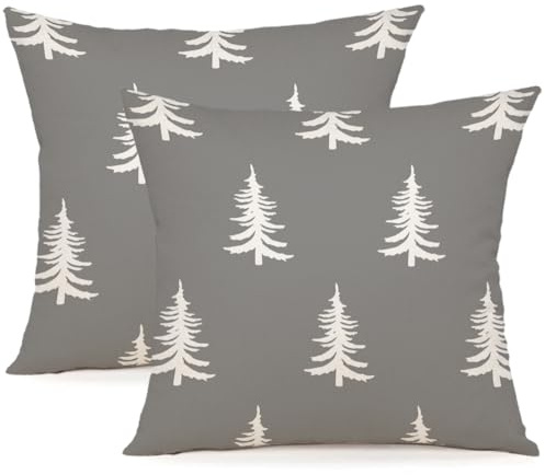 YCOLL Kissenbezug 40x40 2er Set Kissenbezug Weihnachten Kissenbezüge Dekokissen Leinen Kissenhüllen für Deko Weihnachten Sofa Schlafzimmer Couch 40x40 cm