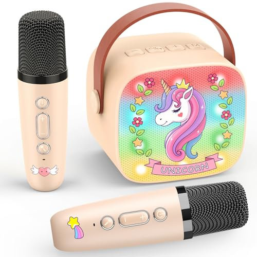 Dislocati Girls Toys Age 3-12,Kids Microphone Unicorn Gifts for Girls Birthday Presents 3-12 Year Old Girls Gifts Easter Gifts for Kids Karaoke Machine 2 Microphones for Kids Karaoke Microphones