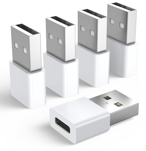 5Pack USB to USBC Adapter,usbc to USB Adapter for iPhone 16/15 Charger,iPhone 16/15/14/13/12 Pro Max Plus,iPad 9/10 Air 5 Mini 6,Car,Samsung S24 S23 S22 Plus Ultra etc.