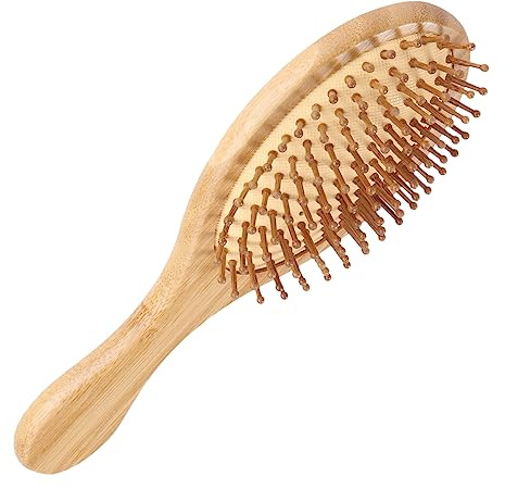 FRCOLOR Spazzola Chioma Pneumatica Antistatica in Bambù Naturale Pettine per Cuoio Capelluto e Design Ergonomico per e Donna Adatta a Chioma Bagnati e Asciutti