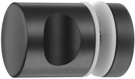 sourcing map Maniglie per porte in vetro, pomelli rotondi per porte scorrevoli della doccia, maniglie laterali singole con vite, parti di ricambio per porte in vetro da 6-18 mm (nero, tipo a colonna)