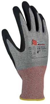 U-Power Mazurka Gant De Travail Anti-Sécurité Soutien Nylon Spandex Split En Nanosmousse Nitrile U-Bubble Anti-coupures F Protection Risques Mécaniques Rouge 10/XL 12 Pièces