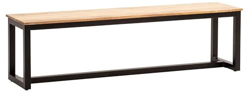 FineBuy Sitzbank 160 cm Akazie Massivholz Metall, Essbank ohne Lehne | Esszimmerbank im Industrial Style, Küchenbank aus Echtholz, handgefertigtes Unikat, stabiles Metallgestell