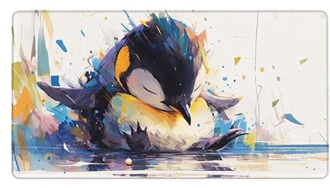 penguin Desk Mat Large 700x300X0.3MM XXL Mouse Pad Art Mouse Mat 27.5X11.8 INCH, Waterproof Mousepad Office Desk Accessories with Stitched Edges and Non-Slip Rubber Base, Computer Desk Decor -3974