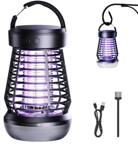Insektenvernichter Elektrisch, Tragbare Insektenvernichter Mückenschutz, UV Elektrischer Mückenlampe mit LED Lampe Wasserdichter USB Wiederaufladbare Mückenfalle für Camping Garten Balkon Schlafzimmer