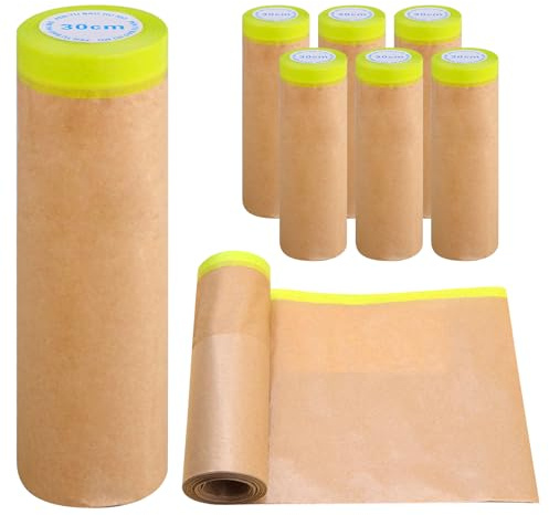Rouleau De Papier Pour Masquage Avec Ruban: 6 Rouleaux Papier De Masquage De Peinture, 30cm*15m Ruban De Masquages Peinture, Peintures Pour Voiture Papiers De Masquages De Peintures Pour Voiture