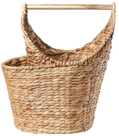 Calicosy - Cesta de almacenamiento de Jacinto de agua para papel higiénico - natural, con asa, 39 x 28 x 42 cm - Almacenamiento de WC práctico y decorativo