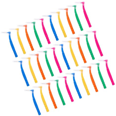 Beaupretty 30 piezas Cepillos Interdentales de Cepillo Manual para Limpieza Oral Amarillo Rosa Verde Naranja Azul Herramienta para Eliminar Sarro y Dientes para Familiar Viaje