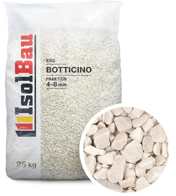 Isolbau - Zierkies 25 kg - Marmorkies 4-8 mm - Deko-Steine für Garten, Steinteppich, Aquariumkies, Ziersplitt Natursteine Gartenkies Wegkies Teichkies für Innen und Außen - Botticino