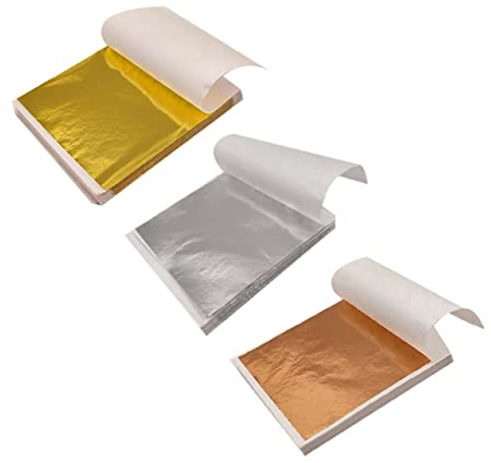 OSALADI 300blätter Goldfolienblätter Blattgoldimitat Blattgoldblätter Für Dekoration Basteln DIY-projekte Möbelveredlung Heimwerkerarbeiten Einfach Anzuwenden Vielseitig Einsetzbar
