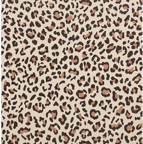 FENTIS Selbstklebende Tapete mit Leopardenmuster Abziehbar und Aufklebbar Kontaktpapier Vinylfolie Wandaufkleberrollen für Küche Bad Schlafzimmer Abwaschbar, Braun 44,5x300cm