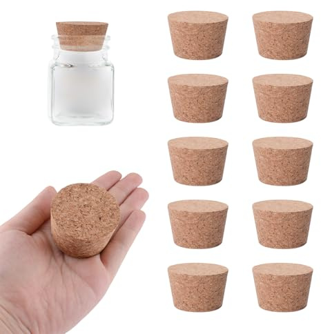 INCREWAY 10 tapones de corcho cónicos duraderos de madera para botellas de vino, tarros de vidrio, 43 x 48 x 30 mm