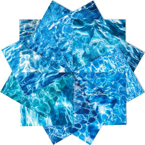 DiiWmme Scrapbook Papier 24 Blätt 15,2 x 15,2 cm Blau Wellenmuster | Buntes Musterpapier Dekorpapier Set Dekorativ Craft Papiers für DIY Fotoalbum, Karten und Scrapbooking Zubehör Bastelprojekte