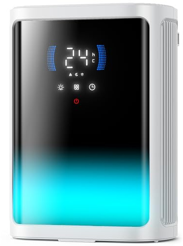 Dehumidifier, 3000ML Dehumidifier for Bedroom, Dehumidifiers for Drying Clothes with Ultra Quiet| Sleep Mode| 6/8/12H Timer & Full-Panel 7-Color Light, Bathroom Dehumidifier for Basement, Garage, RV